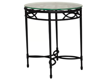 AMALFI WOVEN - Round Glass and Stainless Steel side table by JANUS et Cie - view 3